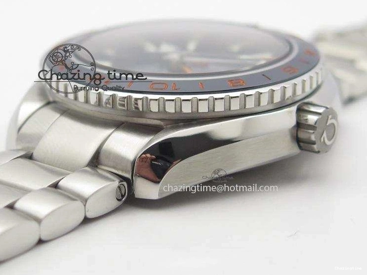 1229 Planet Ocean GMT 42mm V6F 1:1 Best Edition Blue Bezel Orange Numbers On SS Bracelet A Compact 8254